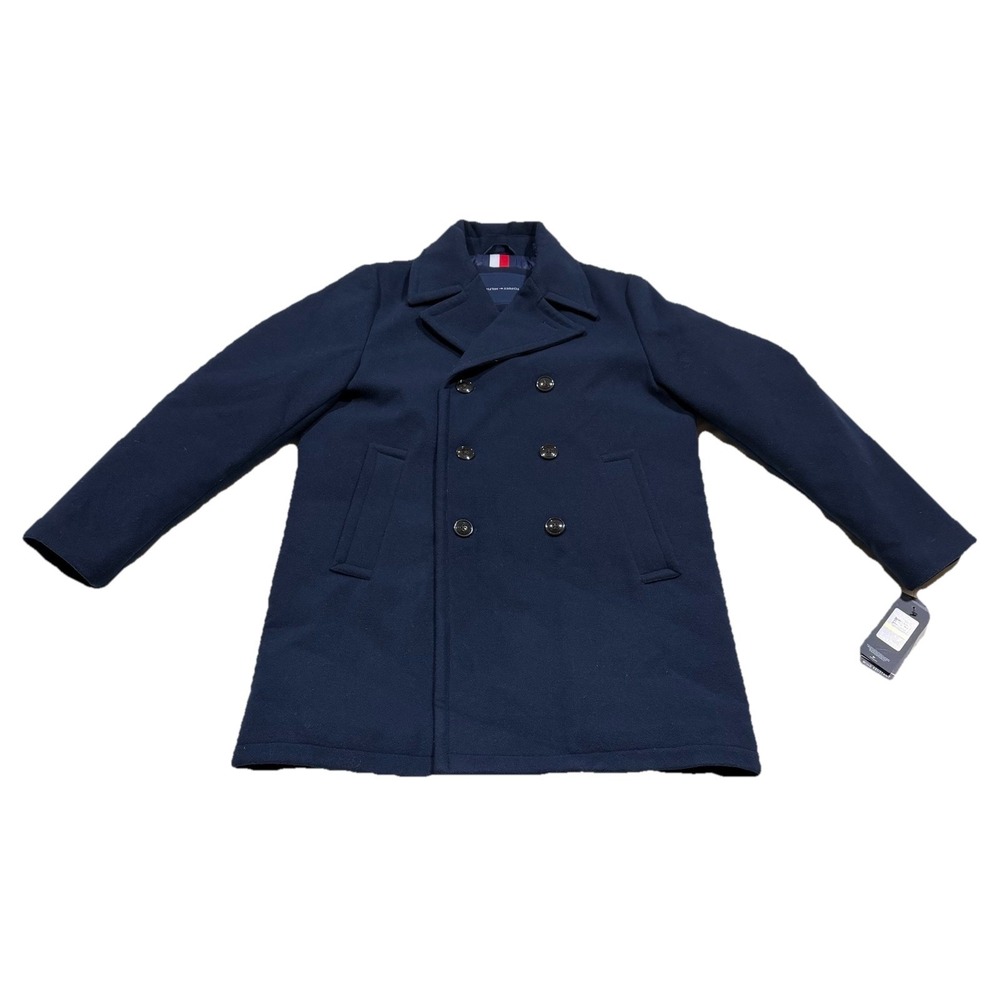 Tommy Hilfiger Pea Coat Mens Sz M Navy Blue Double‎ Breasted Formal Jacket NWT